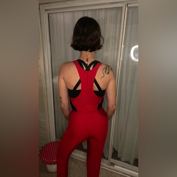 Sexy Flanders Perfect lipstick red 80s 90s racerback SKI snow overalls tight - Picture 7 of 7